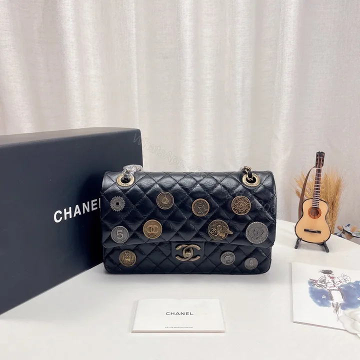 View 1 of Chanel Coin Medallion Flap Bag Quilted Aged Calfskin Medium