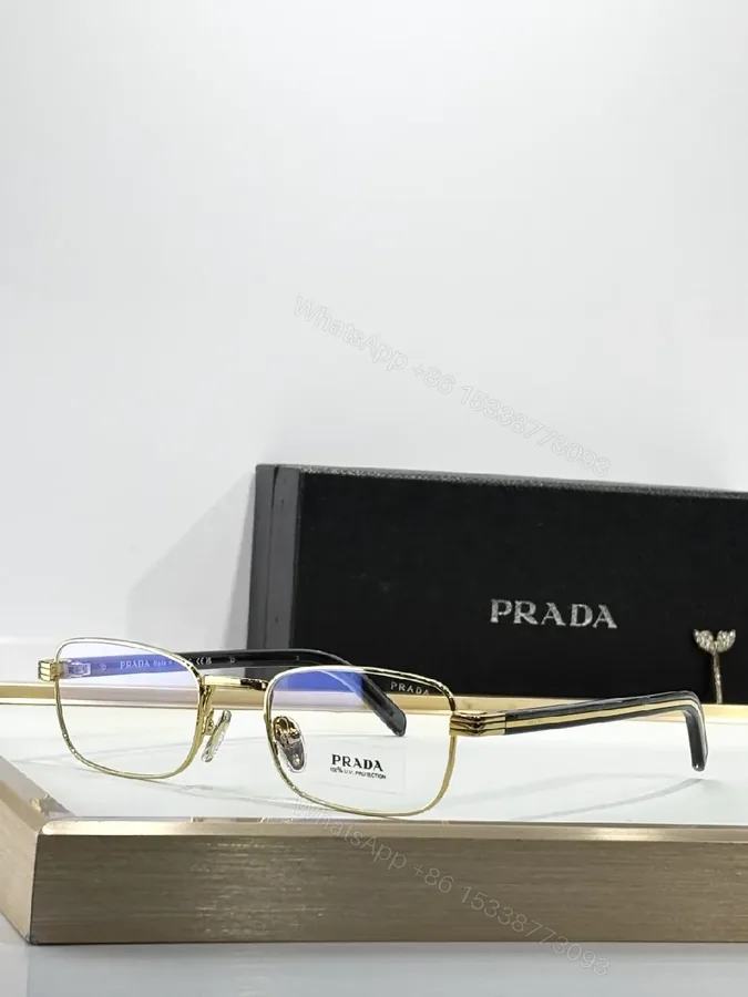 View 1 of Gold-Tone Metal Eyewear, Rectangular, Luxury, Blue-Light, Glasses