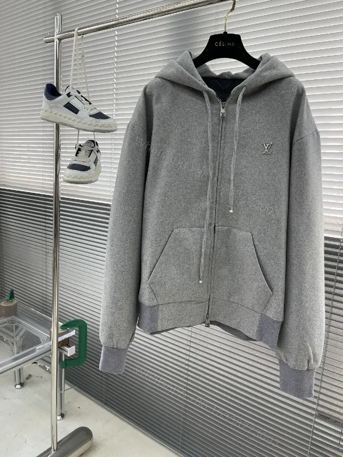 View 1 of Soft Grey Zip Hoodie: Elevated, Hidden Pockets, Subtle LV