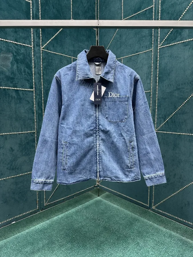 View 1 of Indigo Denim Coach Jacket – Subtle Dior Branding, Modern Texture