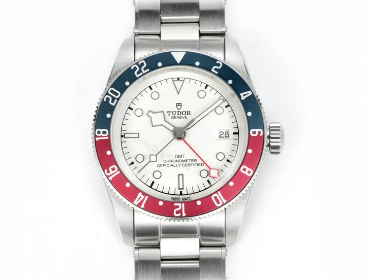 View 1 of Tudor GMT Watch Black Bay Pepsi Bezel White Dial Steel Bracelet Premium 41MM TUD-GMT-BB-WHT-PEP-STL-41