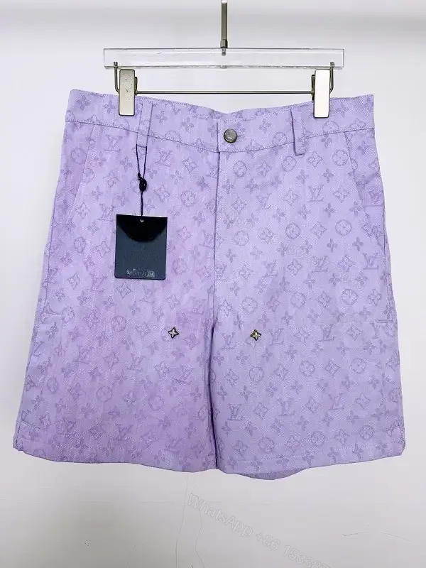 View 1 of Lavender Leather-Patterned Bermuda Shorts with Star Embellishments