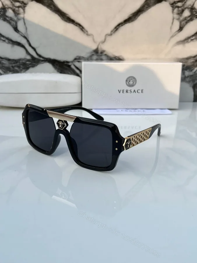 View 1 of Versace Rectangular Sunglasses Gray/Black