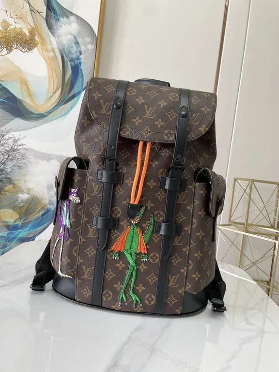 View 1 of Bold Monogram Backpack with Embroidered Accents â€” Everyday Luxury Backpack