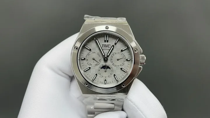 View 1 of IWC Ingenieur Silver Replica 42MM Premium Perpetual Calendar Steel Bracelet Edition RG-IWC-INGENIEUR-SILVER-42