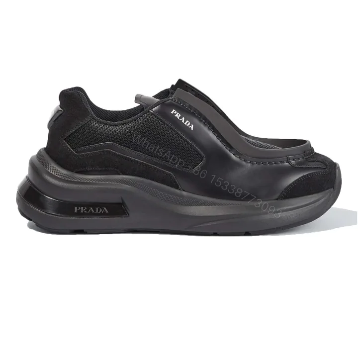 View 1 of PRADA BRUSHED LEATHER SNEAKERS BIKE FABRIC SUEDE – PRD013