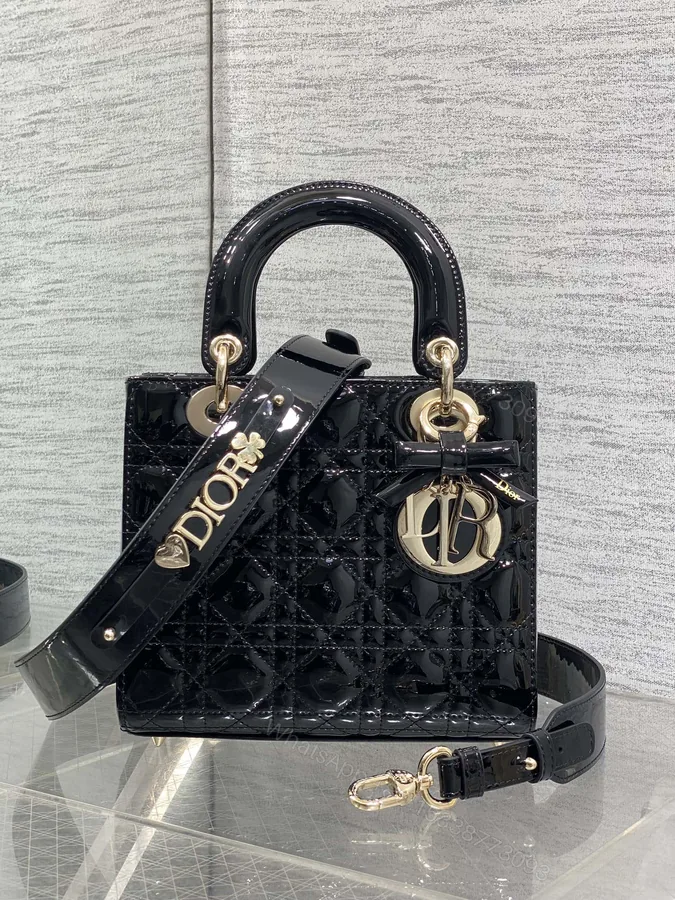 View 1 of Christian Dior Small Lady Dior bag in Black Patent