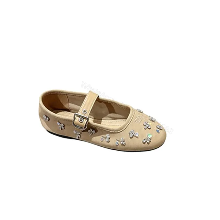View 1 of MIUMIU Embroidered drill ballerinas 785575