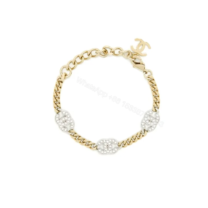 View 1 of Chanel Interlocking Bracelet Gold Silver And Transparent Ab6442 B06011 Nc835