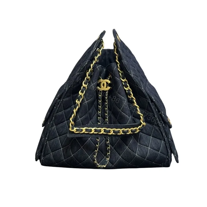 View 1 of Chanel 25 Medium Bag Shoulder Handbag Denim Dark Blue 34Cm