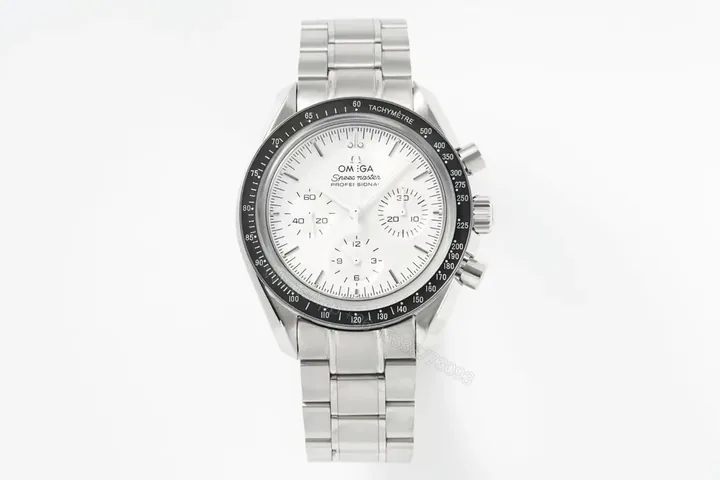 View 1 of Omega Speedmaster Professional Chronograph Men’s Watch White Dial Stainless Steel Bracelet 44mm Case Automatic Movement 9300 Domed Sapphire Crystal