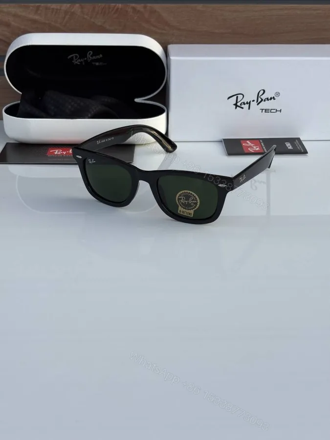 View 1 of First Copy Ray Ban 2140 Wayfarer Black Green Men’s Sunglasses Glass Quality