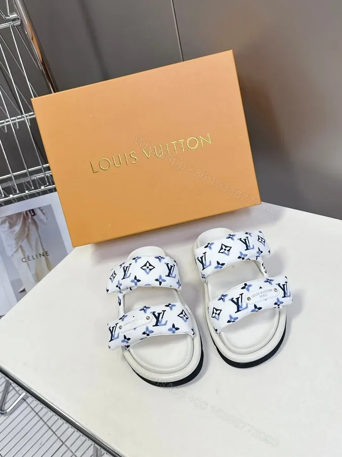View 1 of LV Women White Printed Fabric Sandals