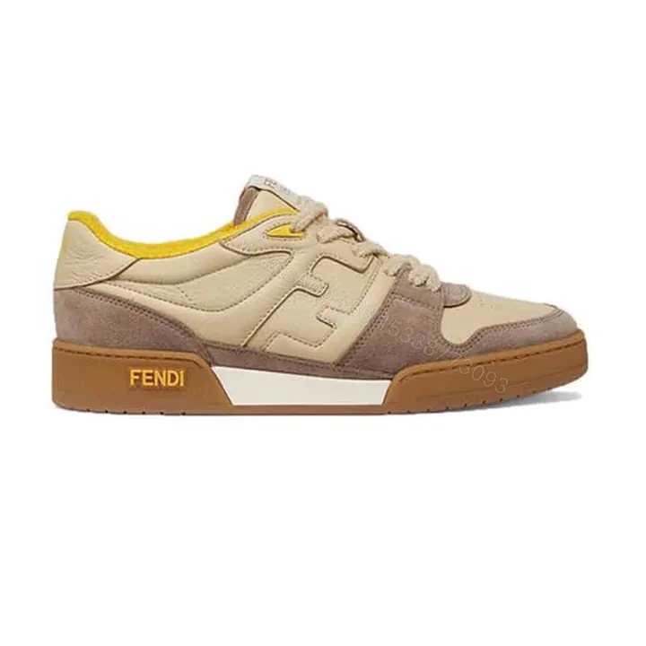 View 1 of Fendi Match Beige Suede Low-Top Sneakers – FD32