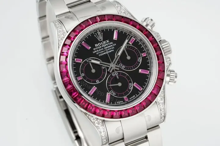 View 1 of Premium Rolex Daytona Pink Sapphire Silver replica 40MM Oyster Bracelet Edition RG-DAYTONA-PINK-SAPPHIRE-SILVER-OYSTER-40