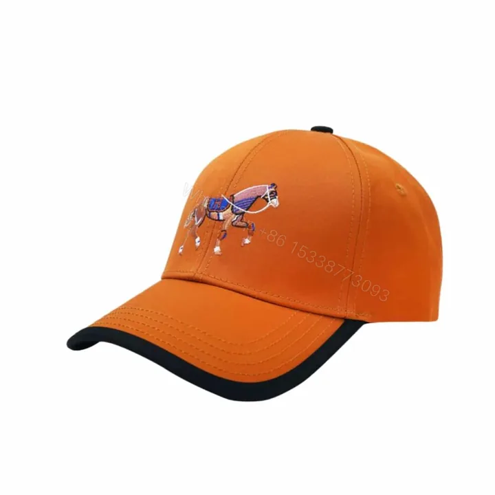 View 1 of Hermes Canvas Baseball Cap Horse Hat Orange