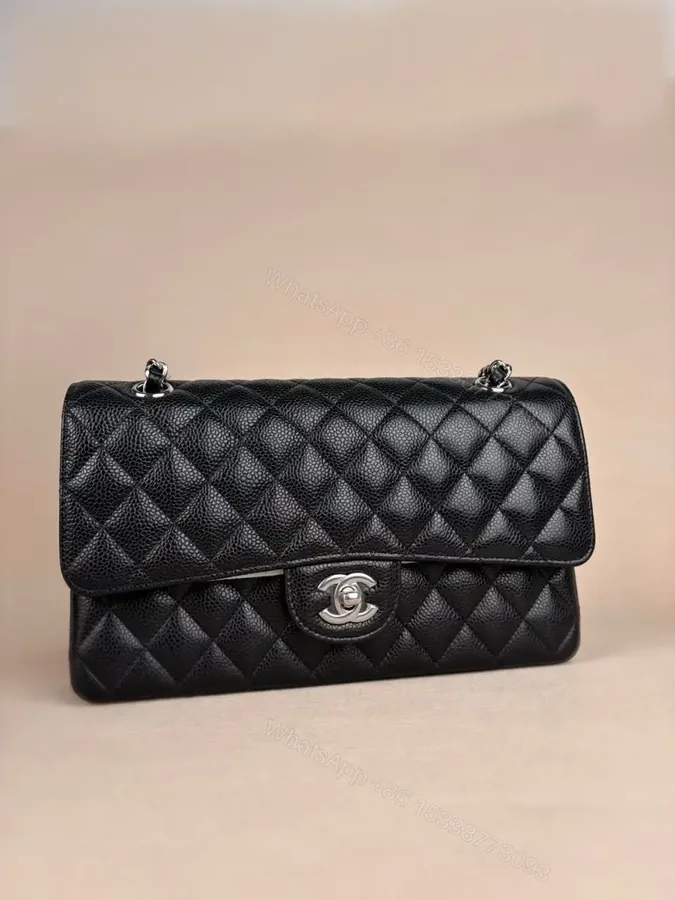 View 1 of Chanel Classic Flap Medium 25 Black sliver Hardware