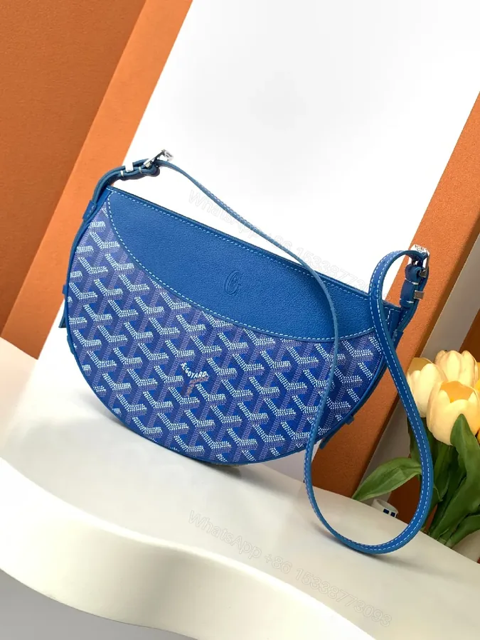 View 1 of Blue Textured Crossbody Bag in Royal Blue Leather