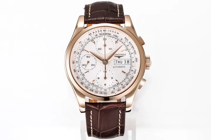View 1 of Longines Classic Re Edition Men’s Watch Rose Gold with Brown Leather Strap 40mm Case Sapphire Crystal Automatic 7750 Movement