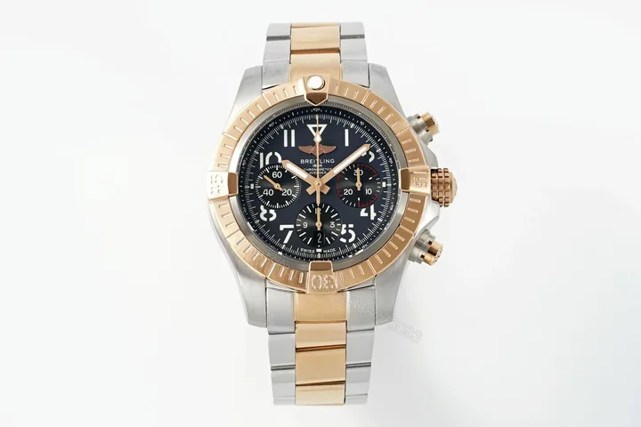 View 1 of V9 Factory Breitling Avenger B01 Chronograph 45mm Two-Tone Steel and Rose Gold Watch with Black Dial