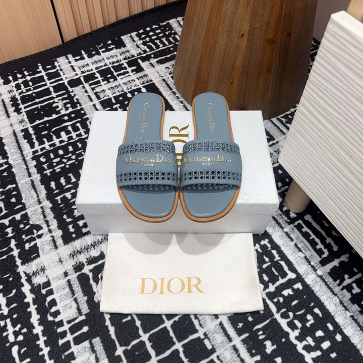 View 1 of 高仿Dior*D-Lane系列KCO153圓頭套腳一字拖鞋藍色免檢版