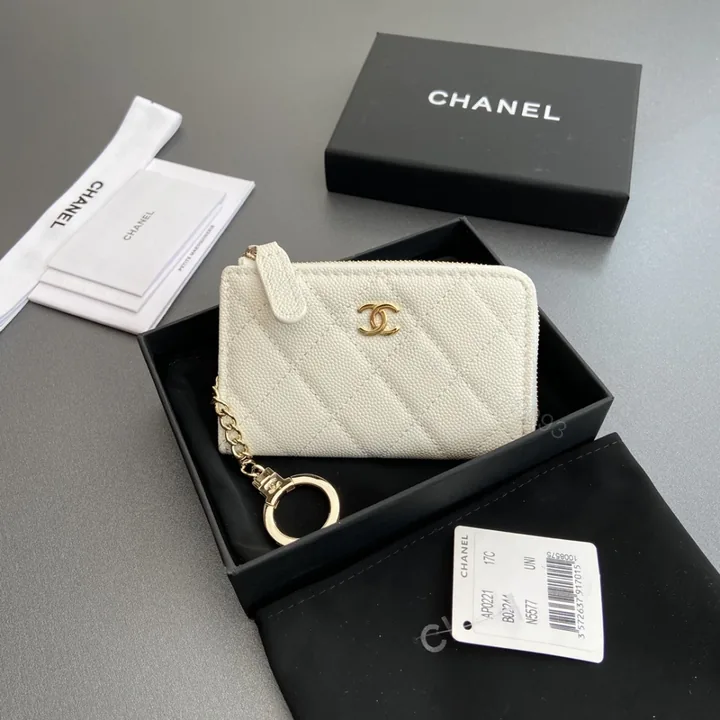 View 1 of 高仿Chanel*AP0223零錢包白色魚子醬金扣免檢版
