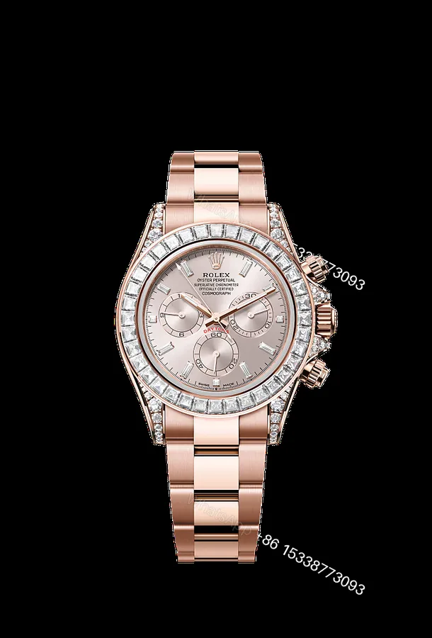 View 1 of Rolex Super Clone Daytona 126595TBR 1:1 Replica Watch – 18K Rose Gold Diamond Beze 4131 movement