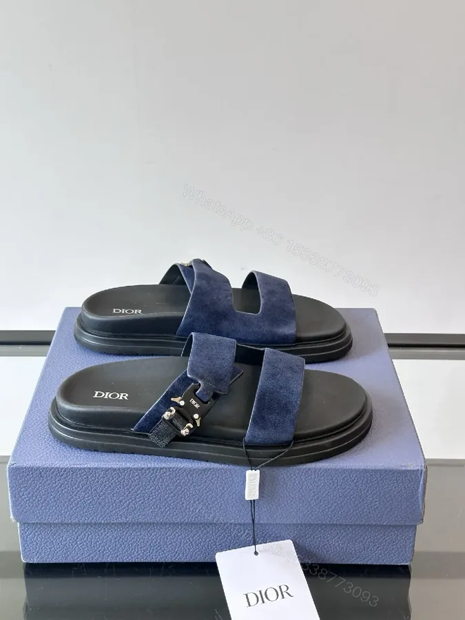 View 1 of Soft-Stride Navy Suede Slides – Casual Luxury Comfort