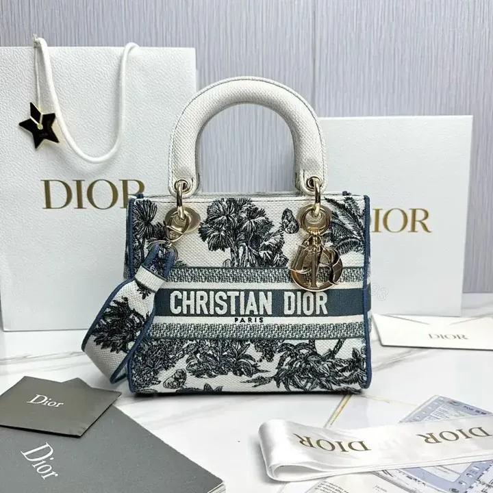 View 1 of Chic Indigo Canvas Satchel: Luxe Craft & Bold Print Bag