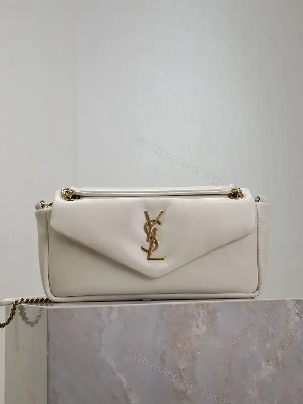 View 1 of Ivory Leather Envelope Bag + Gold Hardware + Elegant + Luxe Everyday Bag