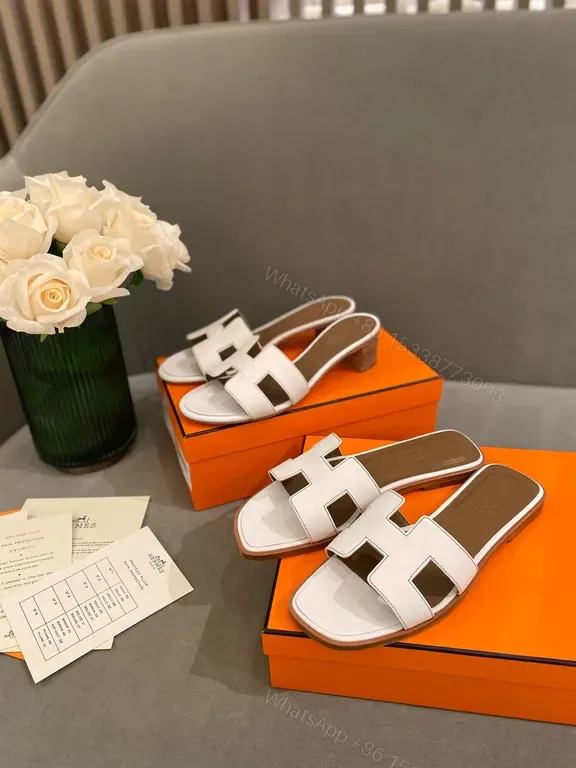 View 1 of Crisp White Leather H-Strap Slides - All-Day Comfort