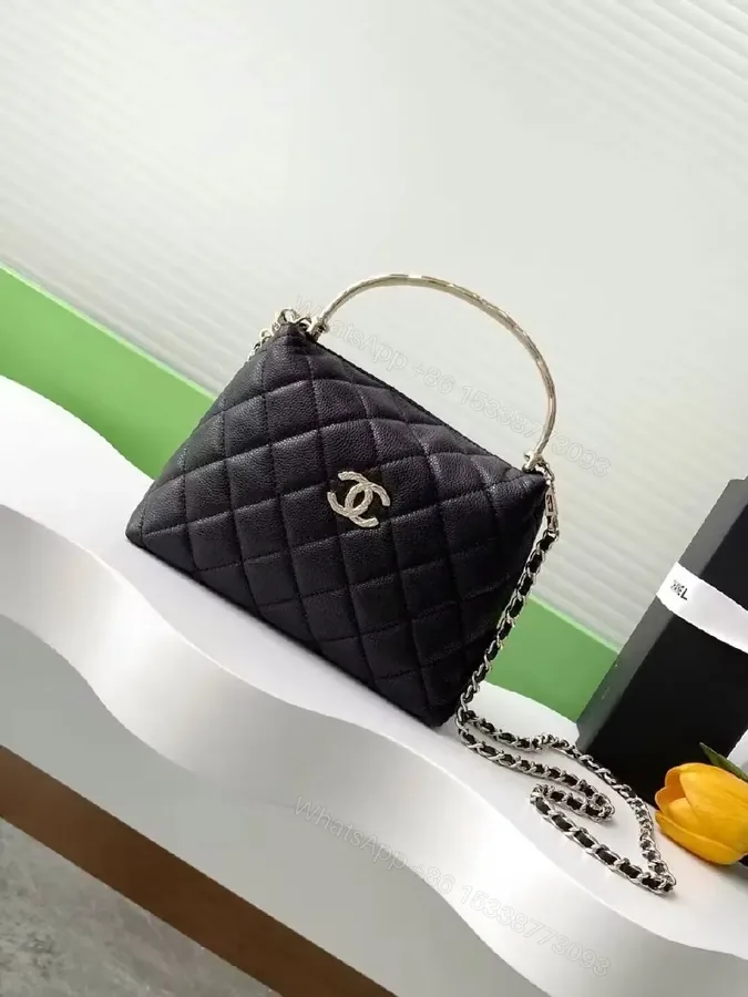 View 1 of Quilted Mini Bag with Gold Hardware—Chic, Compact Style