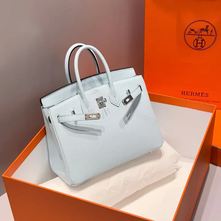 View 1 of HERMES BIRKIN 25 IN CLOUD BLUE SILVER HARDWARE