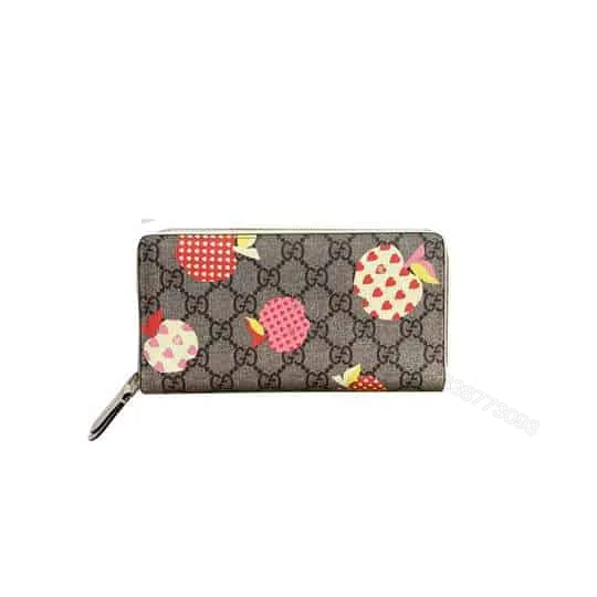View 1 of Gucci Les Pommes zip around wallet in beige and ebony GG Supreme – WGR007