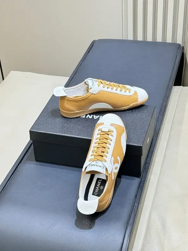 View 1 of Tan Leather & Ivory High-Top Sneakers with Signature Textures