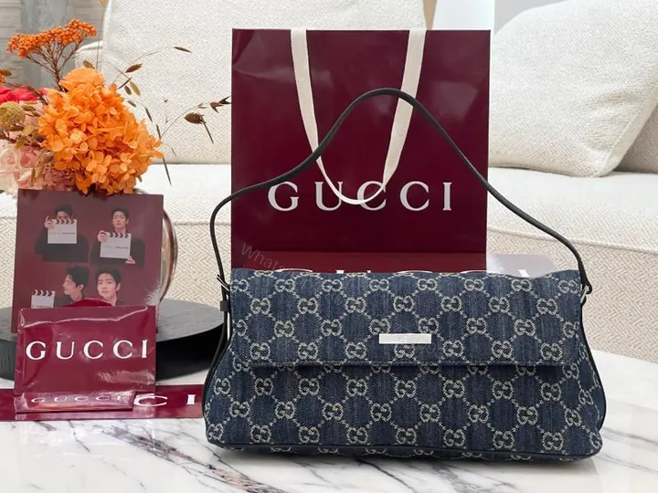 View 1 of Gucci古驰深蓝牛仔肩挎包_高仿a货厂家-奢品库