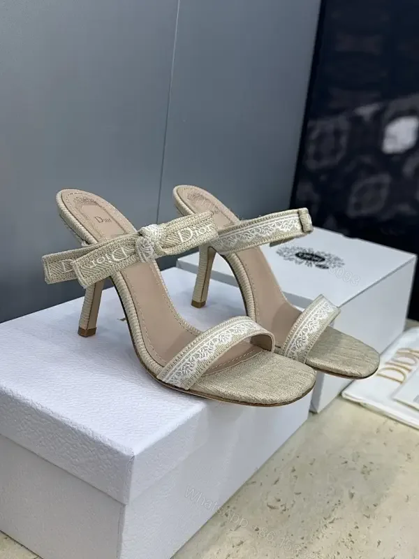 View 1 of Champagne-Embroidered Open-Back Sandals with Cushioned Comfort