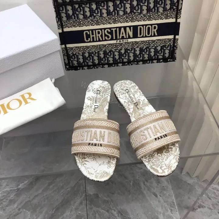 View 1 of Statement Dior Linen Sandals - Metallic Strap, Comfort Footbed