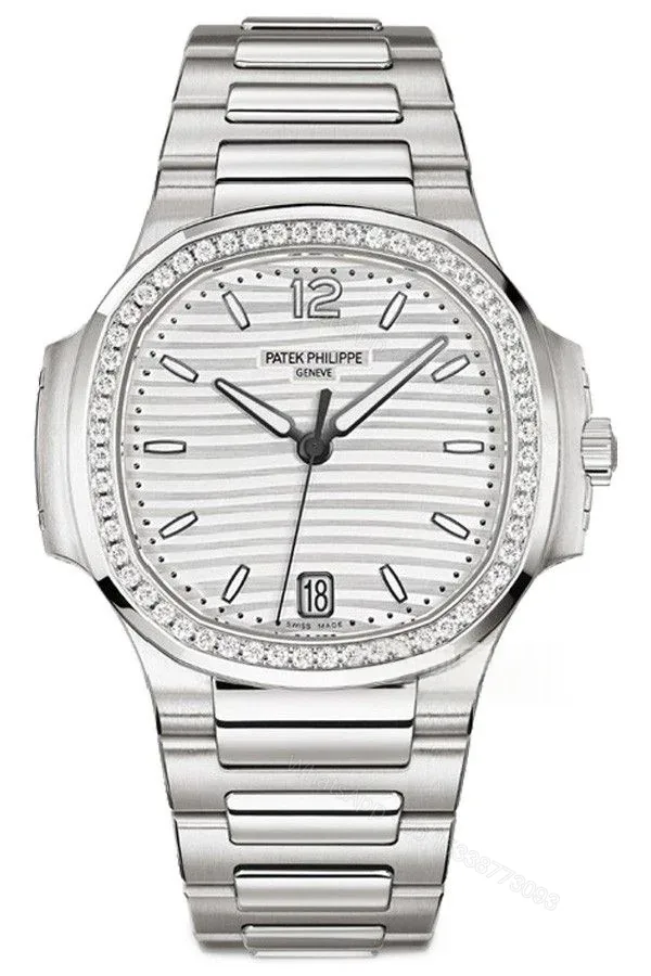 View 1 of Patek Philippe Super Clone Nautilus 7118/1200A-010 White Dial Diamond Bezel 35.2mm