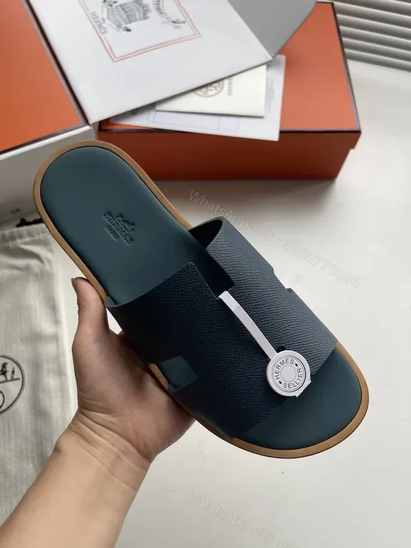 View 1 of Chic Teal Leather Slide - Texture, Luxe Icon Emblem, Unisex