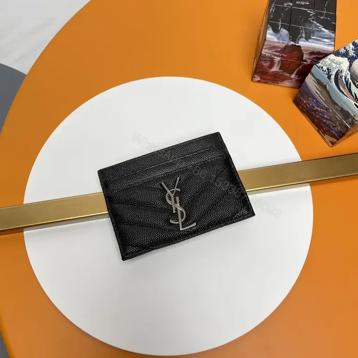View 1 of Compact Leather Cardholder with YSL Hardware