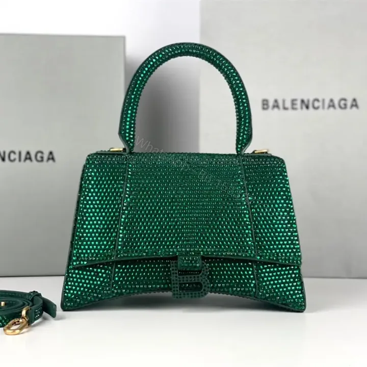 View 1 of 高仿Balenciaga*Hourglass系列沙漏包滿鑽綠色S