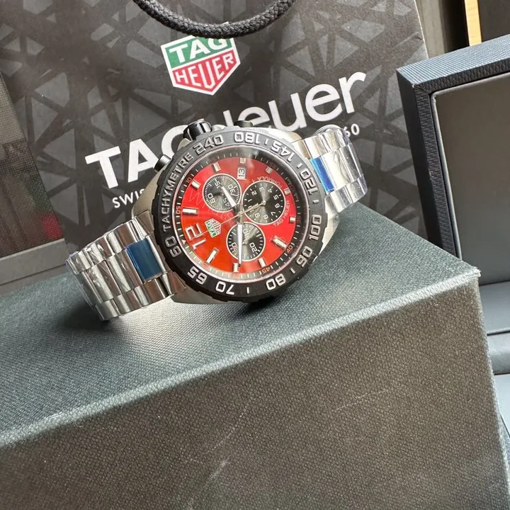 View 1 of TAG Heuer Formula 1 Quartz Chronograph Watch 43MM Stainless Steel Bracelet Sapphire Crystal Premium Edition TAG-F1-QZ-SS-43