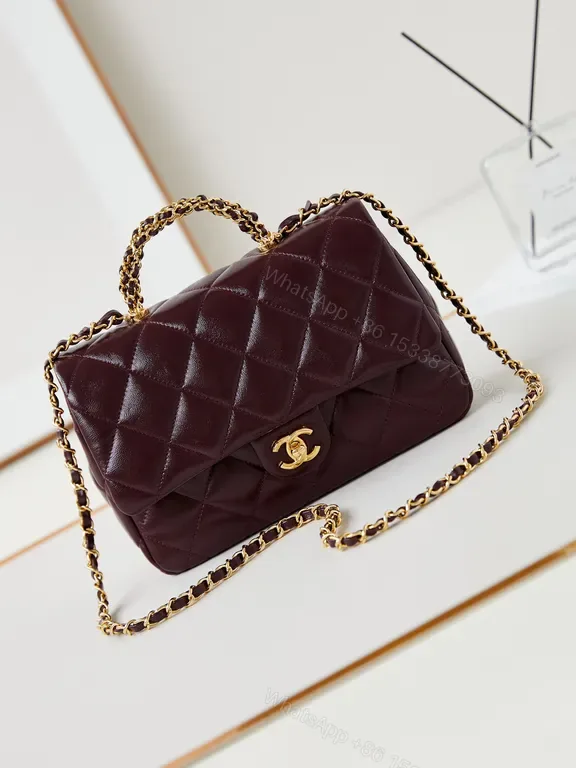 View 1 of Burgundy Quilted Chain Bag: Luxury Classic with Modern Edge