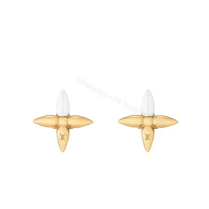 View 1 of LOUIS VUITTON LOUISETTE EARRINGS GOLD AND PEARLY WHITE M00950
