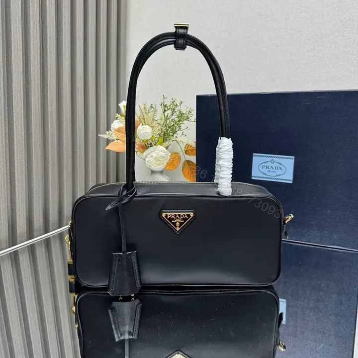 View 1 of Prada Compact Satchel: Leather, Black, Gold Hardware