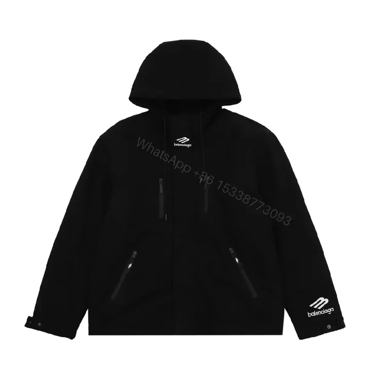 View 1 of Black Puffer Hoodie — Minimalist Luxury, Water-Repellent, Zip Pockets
