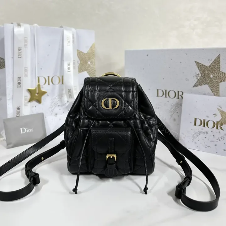View 1 of 高仿Dior*Caro系列M6302M900小羊皮雙肩包黑色小號免檢版