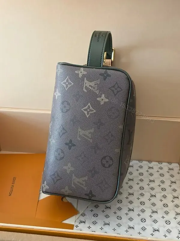 View 1 of Dark Gray LV Monogram Canvas Shoulder Bag with Gold Hardware