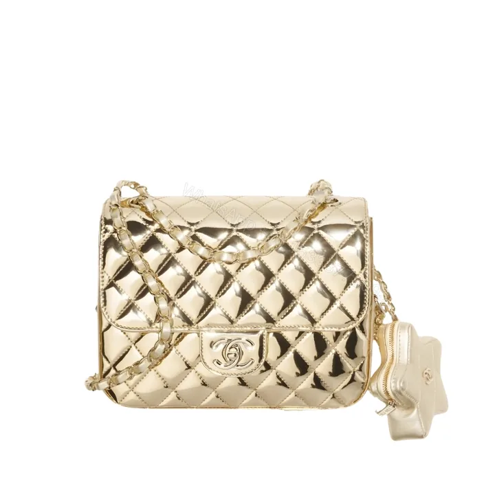 View 1 of Chanel Backpack And Star Coin Purse Metallic Mirror Gold 23Cm